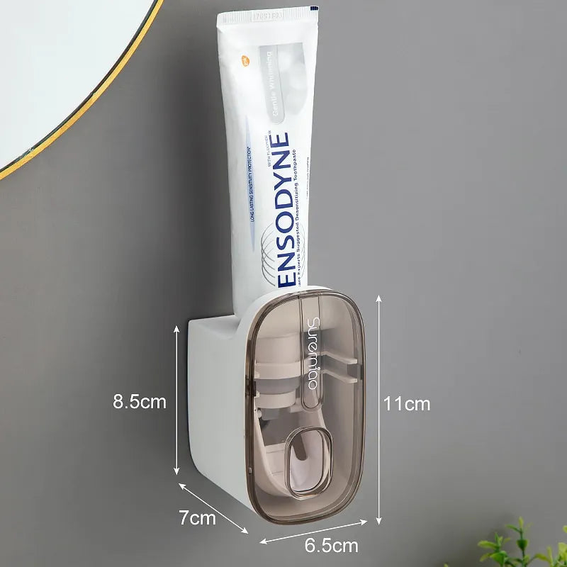 Automatic Toothpaste Dispenser & Toothbrush Holder
